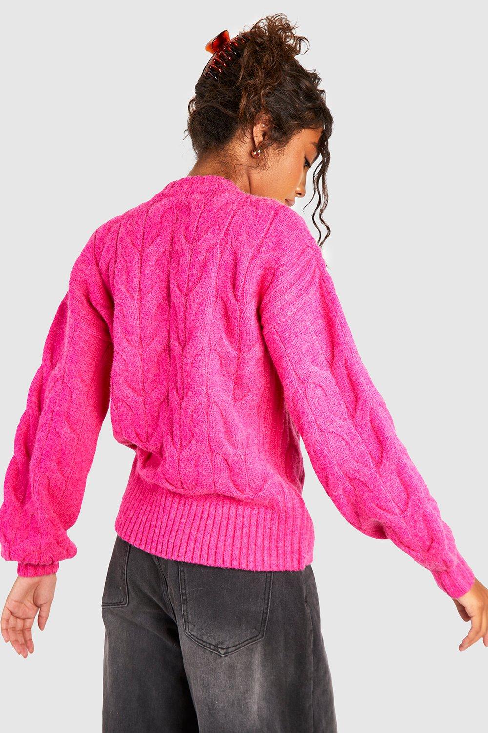 Hot pink cable knit clearance sweater